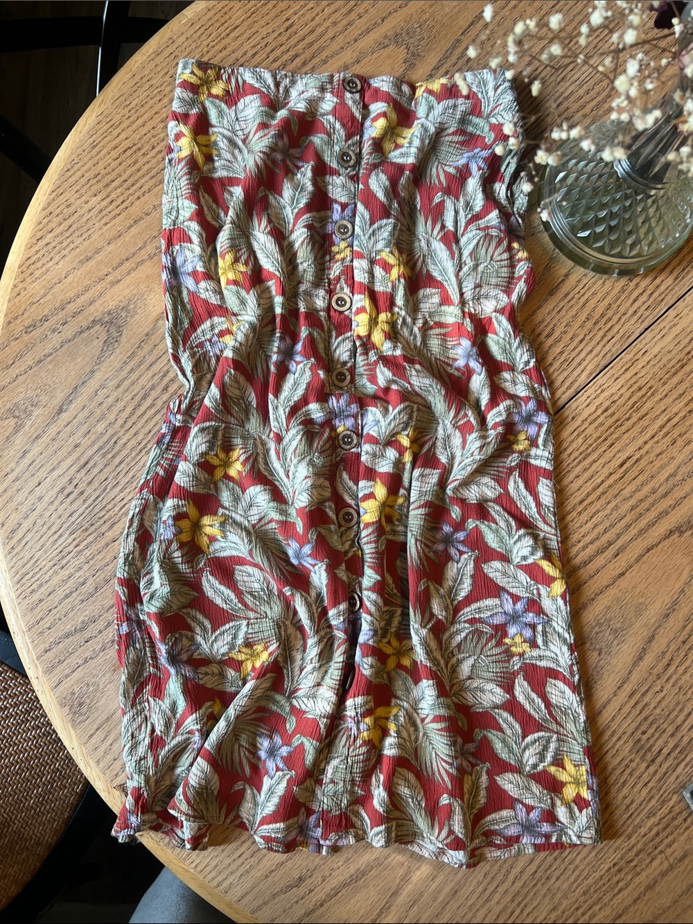 Aeropostale Small Floral Button-Front Midi Skirt in Rust Red